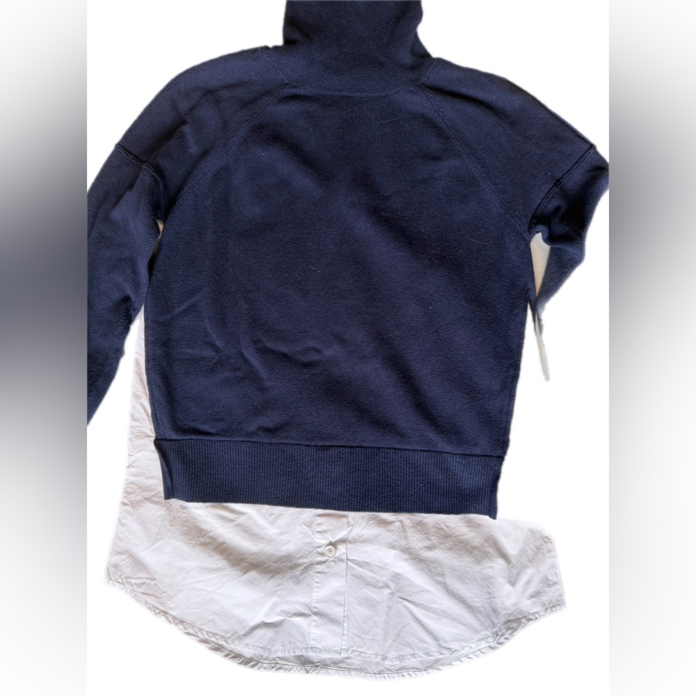 KF/KaufmanFranco navy knit inset sweater XS. NWOT - Picture 8 of 16